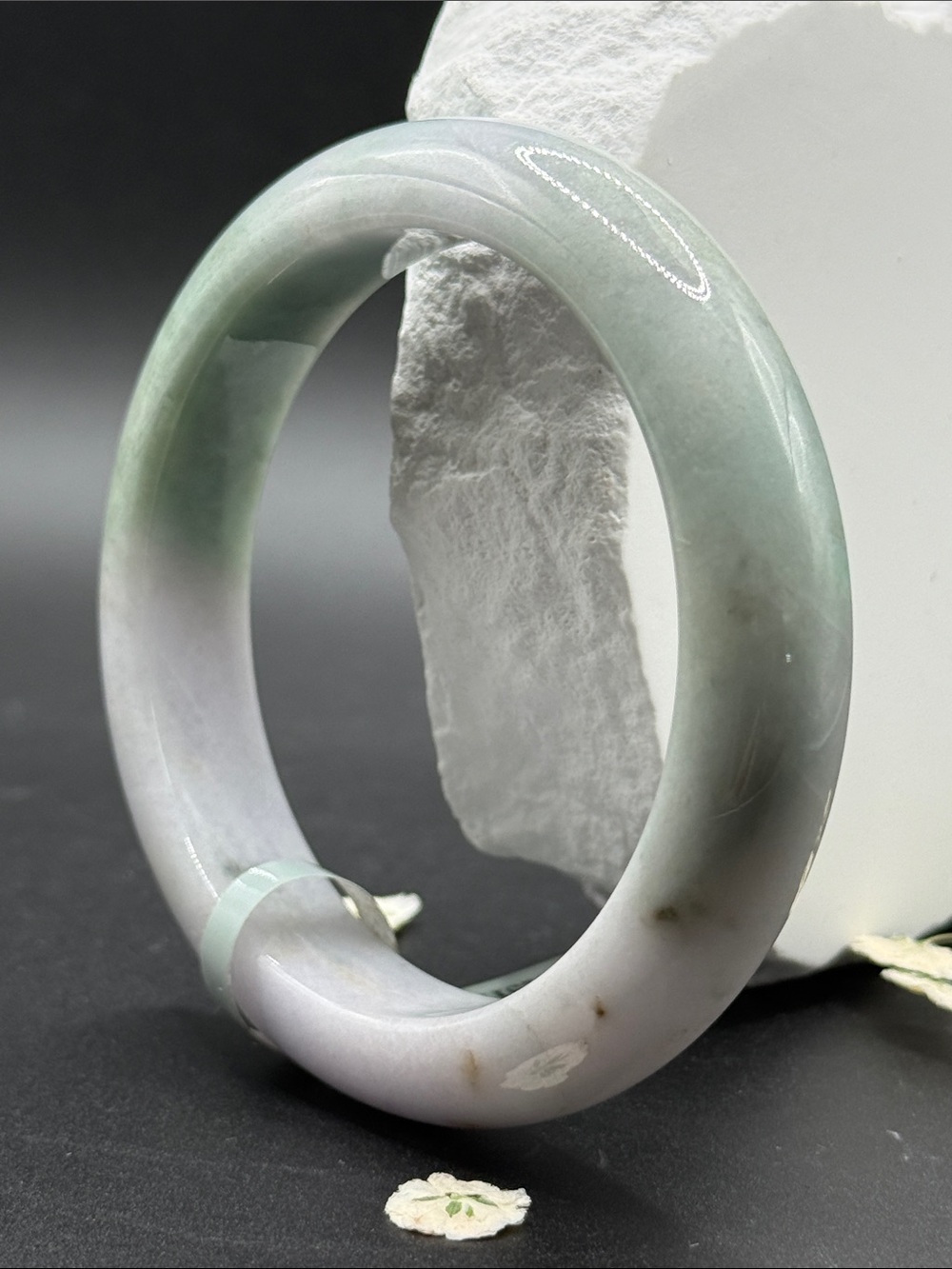 Spring Color Lavender Green Jade Bangle Bracelet - Picture 2 of 9